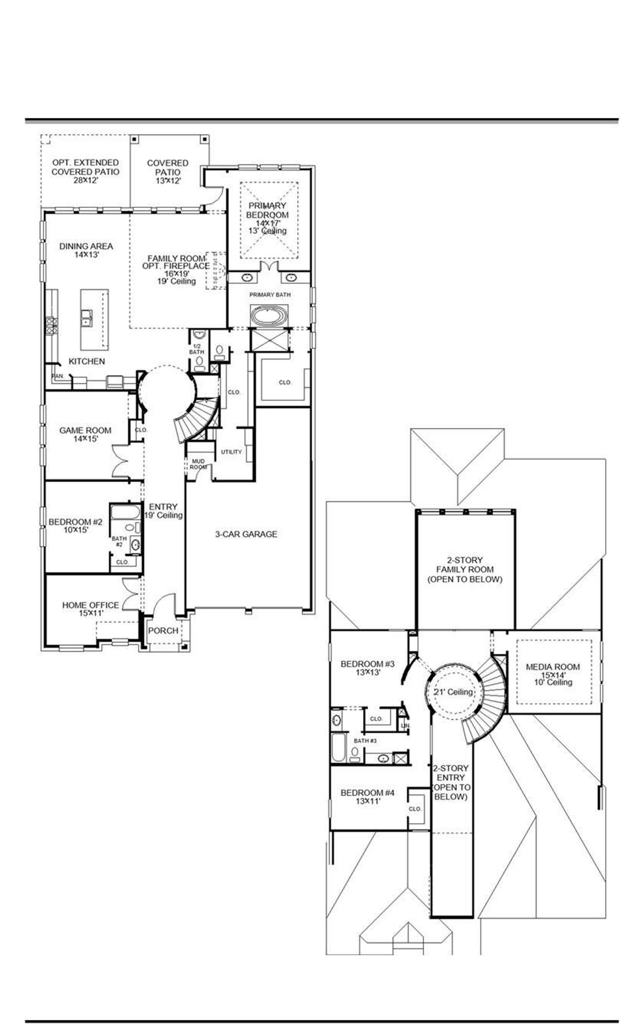 2D floor plan layout of this home in Cross Creek West, Fulshear, TX (Image 2).