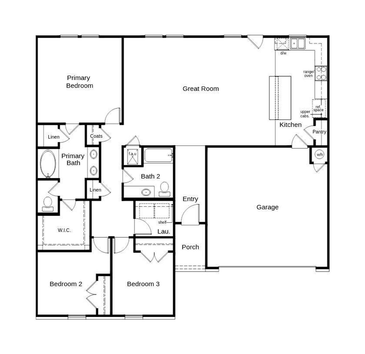 This floor plan features 3 bedrooms, 2 full baths, and over 1,600 square feet of living space.