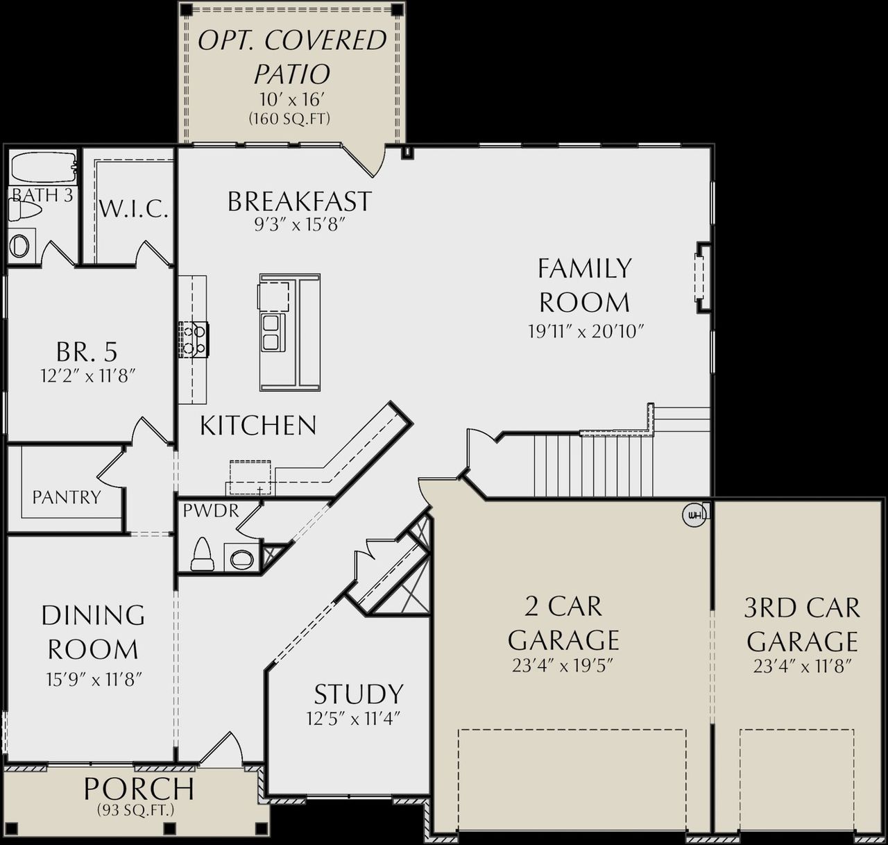2D floor plan layout for the Faith by KM Homes in The Stables at Ewing Chapel, Dacula, GA (Image 2).
