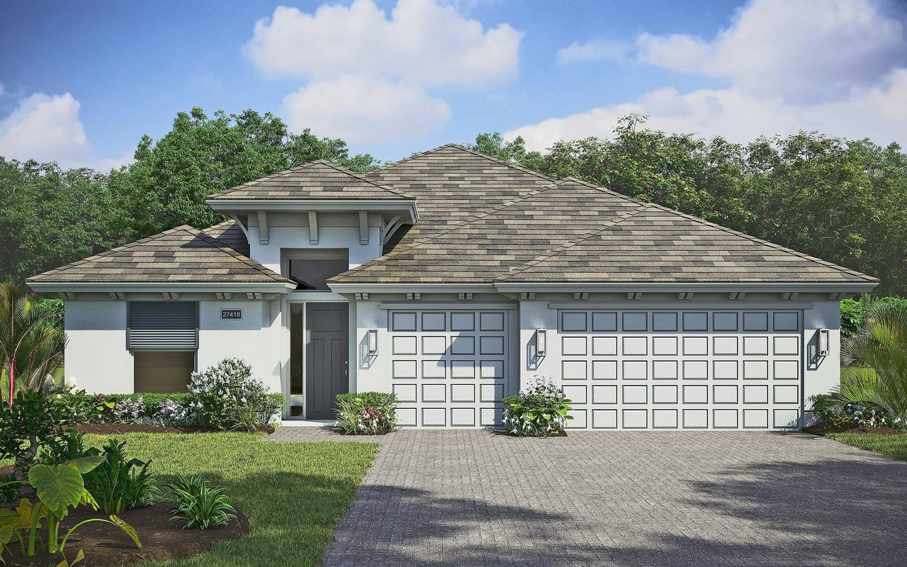 Representative exterior photo of a completed home built from the Cordella Grande by GHO Homes in High Pointe, Vero Beach, FL (Image 2).
