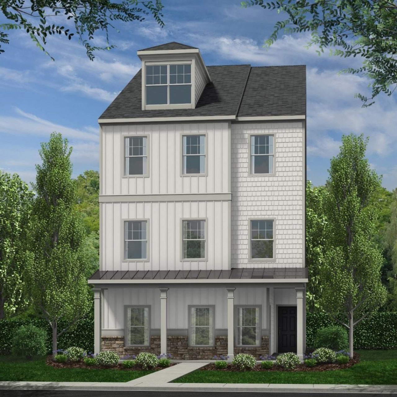 Front exterior of a new home in Ross Pointe, Kennesaw, GA, highlighting curb appeal (Image 2).