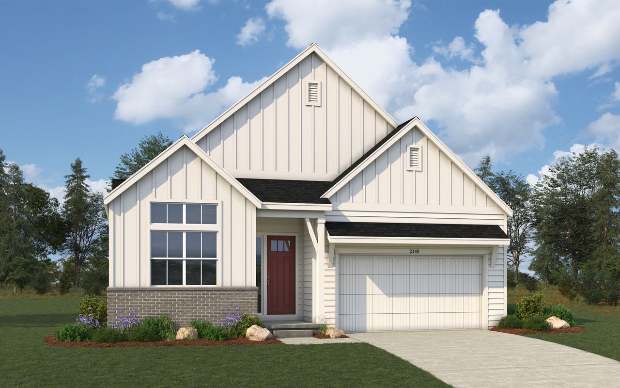 Representative exterior photo of a completed home built from the Journey Series - Ellie by Brightland Homes in Dillon Pointe - Skyview, Broomfield, CO (Image 2).