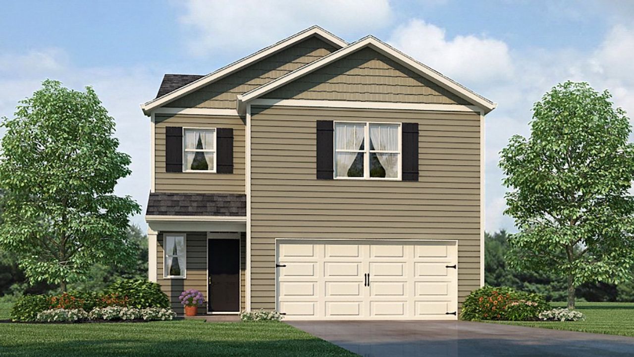 Representative exterior photo of a completed home built from the DARWIN by D.R. Horton in Oaks at Cedar Grove, Fairburn, GA (Image 2).