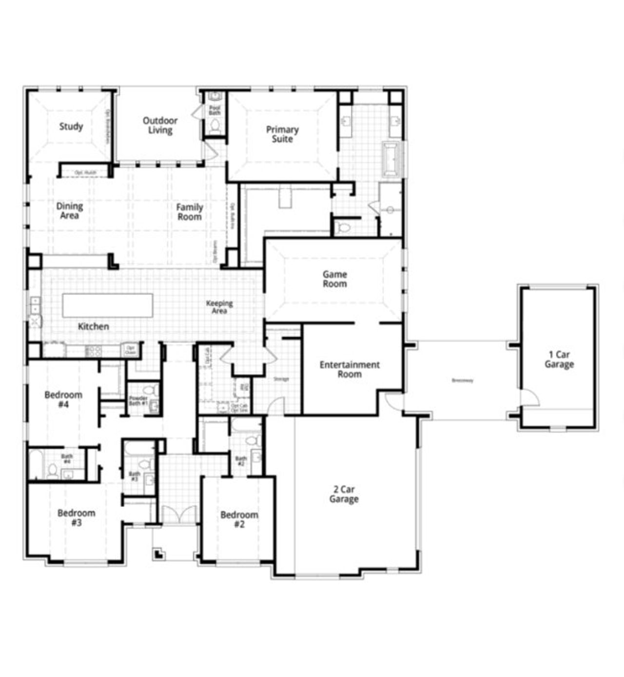 2D floor plan layout for the TrevisoGR Plan by Highland Homes in Estates at Bristol Valley, Heath, TX (Image 2). 2D floor plan layout for the TrevisoGR Plan by Highland Homes in Estates at Bristol Valley, Heath, TX (Image 2).