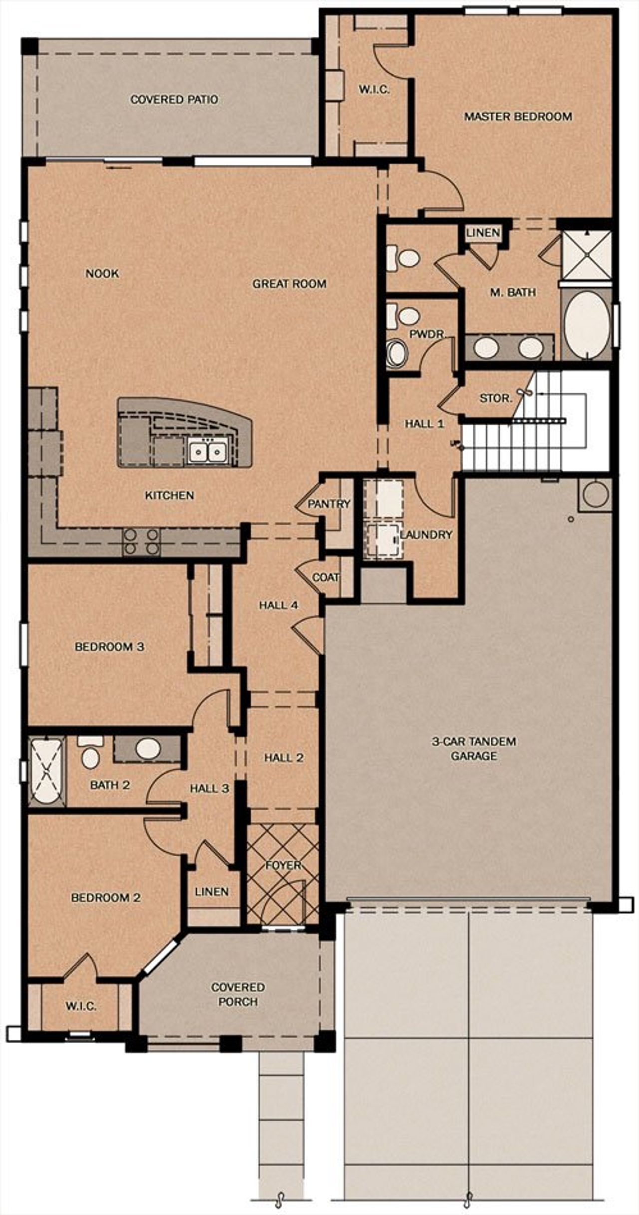2D floor plan layout of this home in Seaboard at Cooley Station, Gilbert, AZ (Image 2).