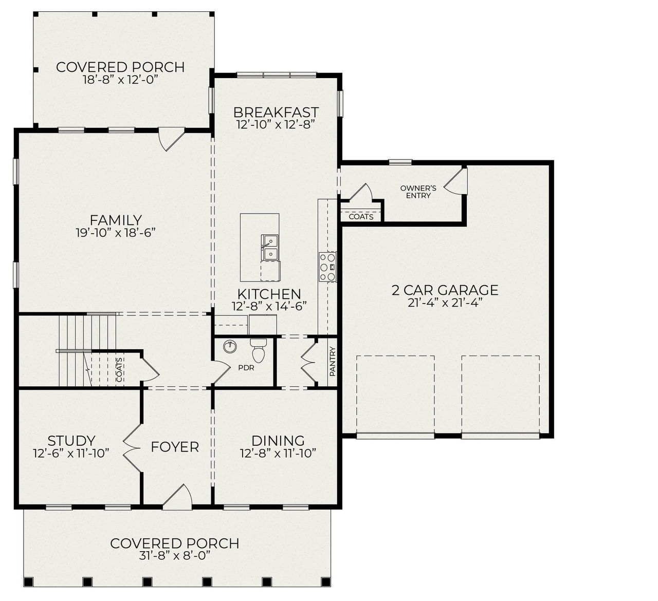 2D floor plan layout for the Azalea by Homes by Dickerson in The View, Durham, NC (Image 2).