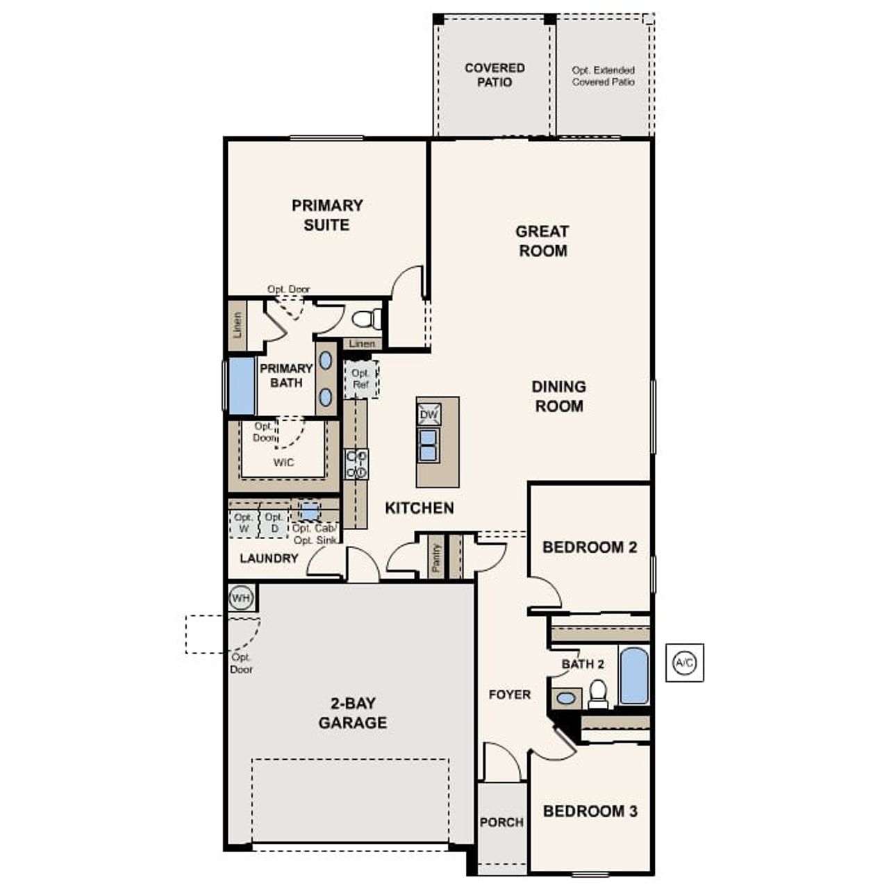 2D floor plan layout of this home in The Crest Collection at Superstition Vista, Apache Junction, AZ (Image 2).