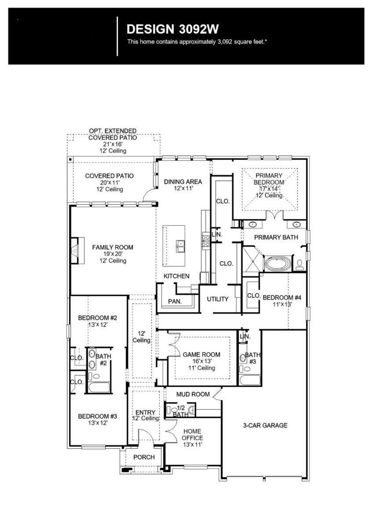 2D floor plan layout of this home in Meridiana, Manvel, TX (Image 2).