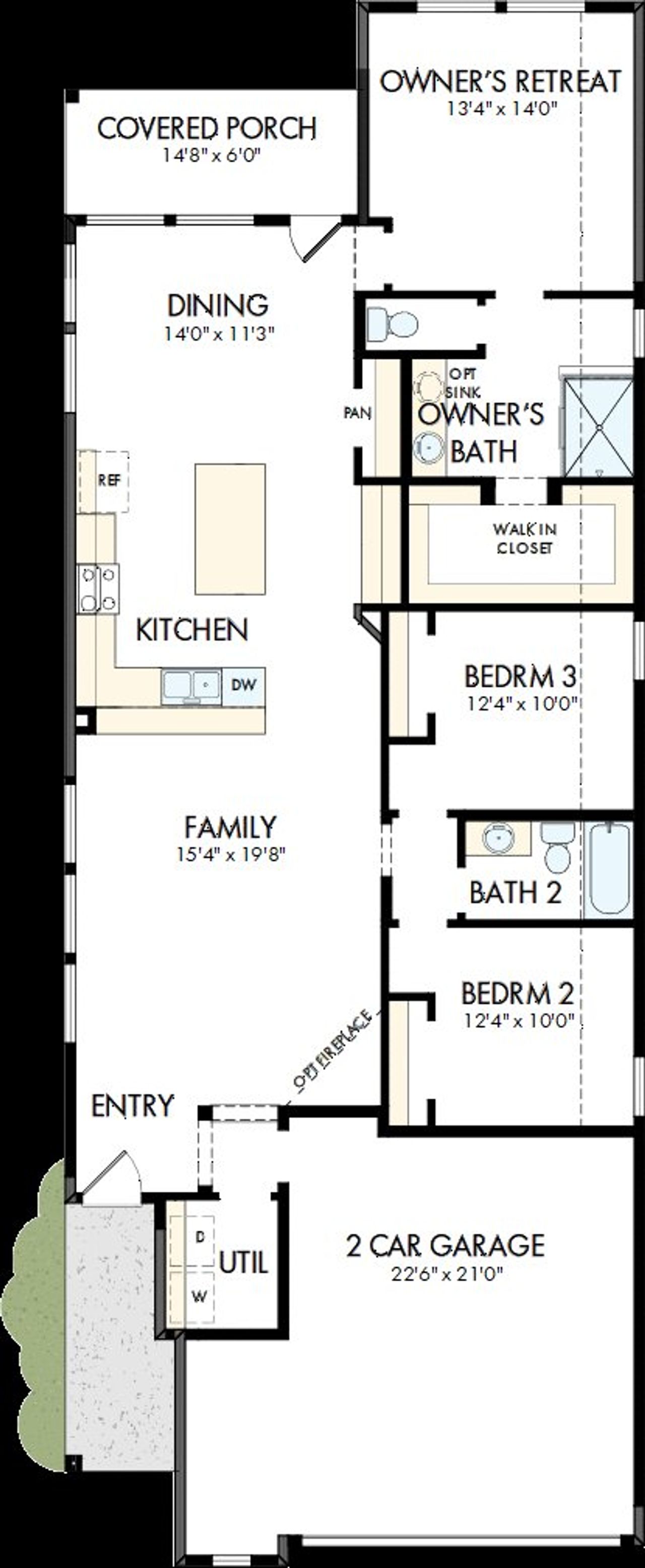 2D floor plan layout of this home in Creekshaw – Gardens, Royse City, TX (Image 2).