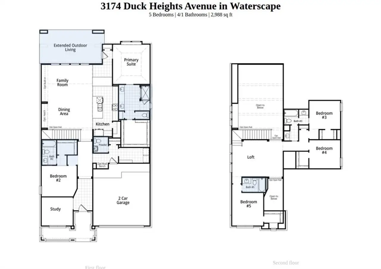 2D floor plan layout of this home in Waterscape, Royse City, TX (Image 2).