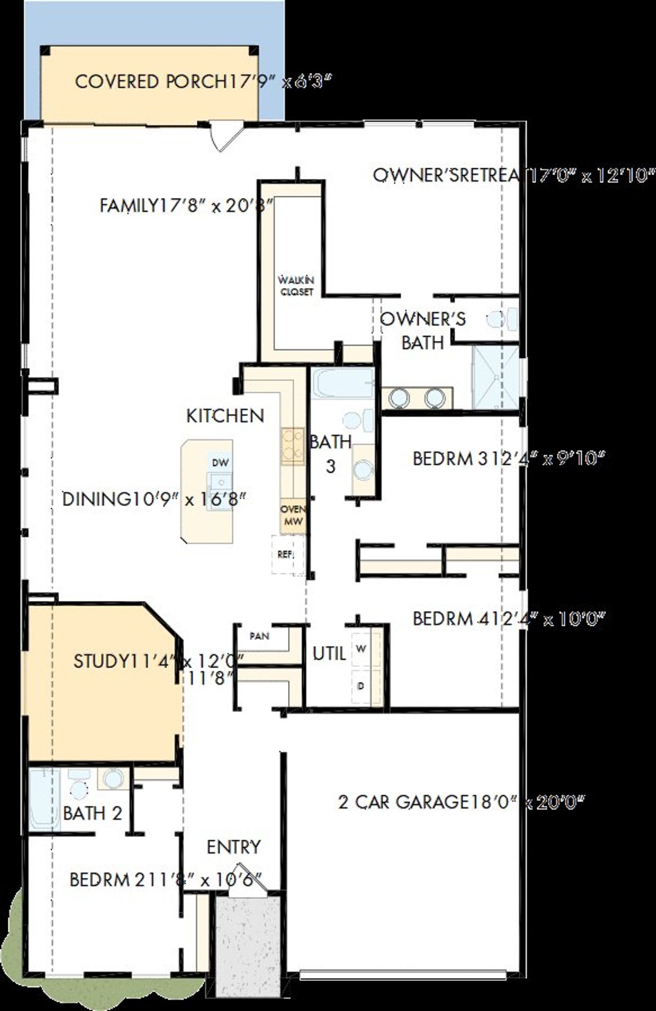 2D floor plan layout of this home in Sandbrock Ranch, Aubrey, TX (Image 2).