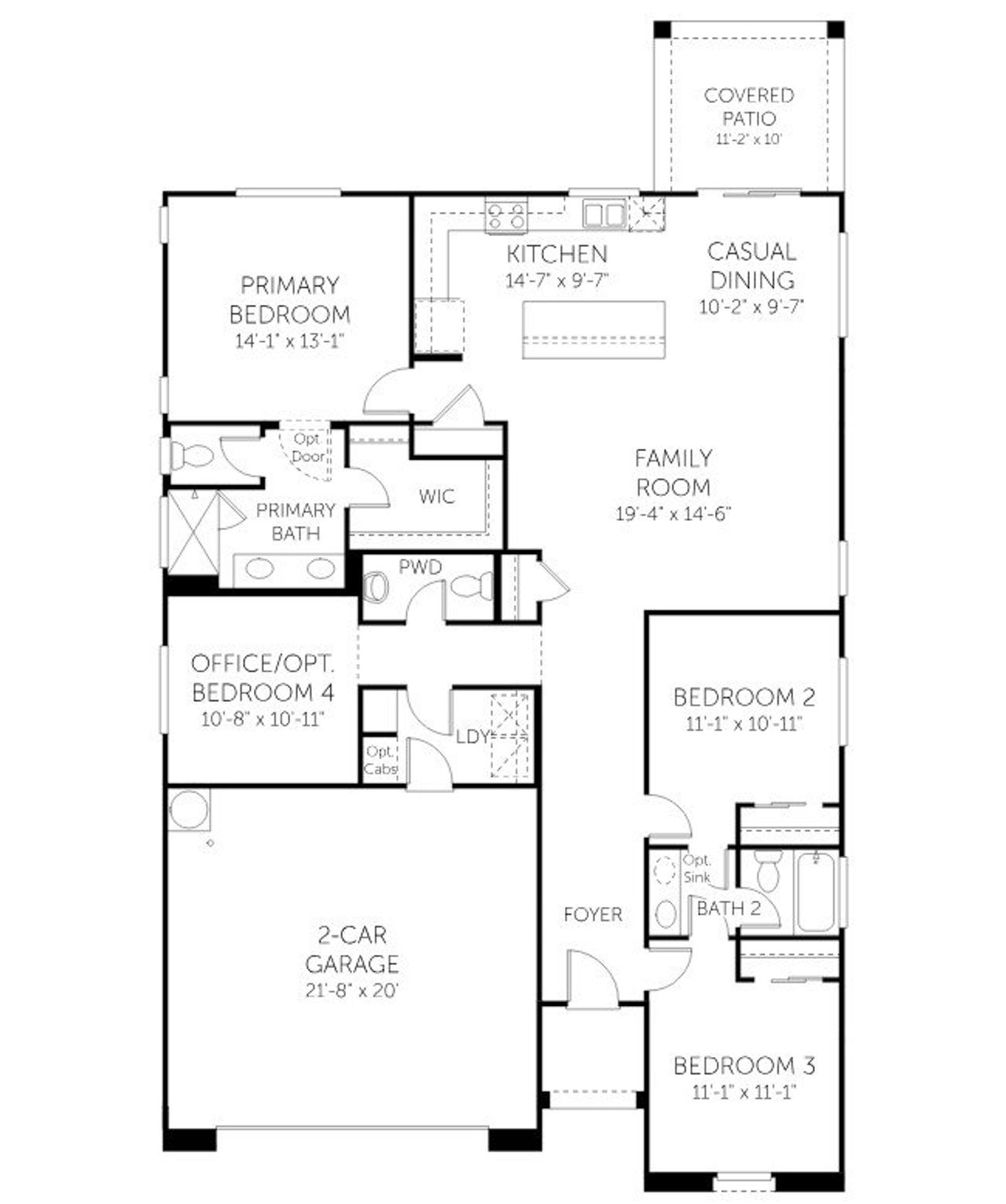 2D floor plan layout of this home in Apache Farms, Buckeye, AZ (Image 2).