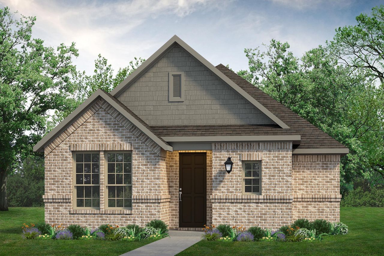 Representative exterior photo of a completed home built from the Juniper by UnionMain Homes in Edgewater, Fate, TX (Image 2). Representative exterior photo of a completed home built from the Juniper by UnionMain Homes in Edgewater, Fate, TX (Image 2).