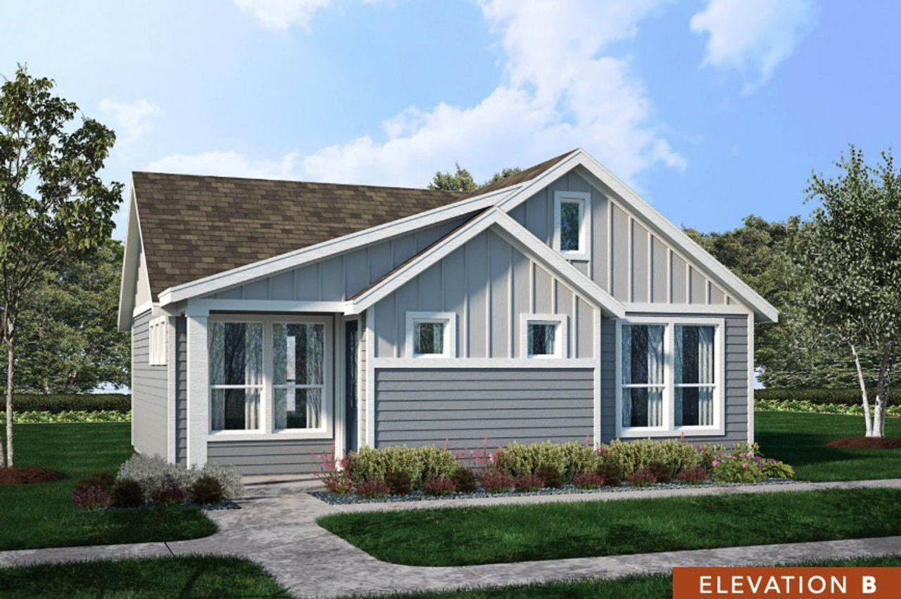Front exterior of a new home in Garten Haus Cottages At Solms Landing, Canyon Lake, TX, highlighting curb appeal (Image 2).