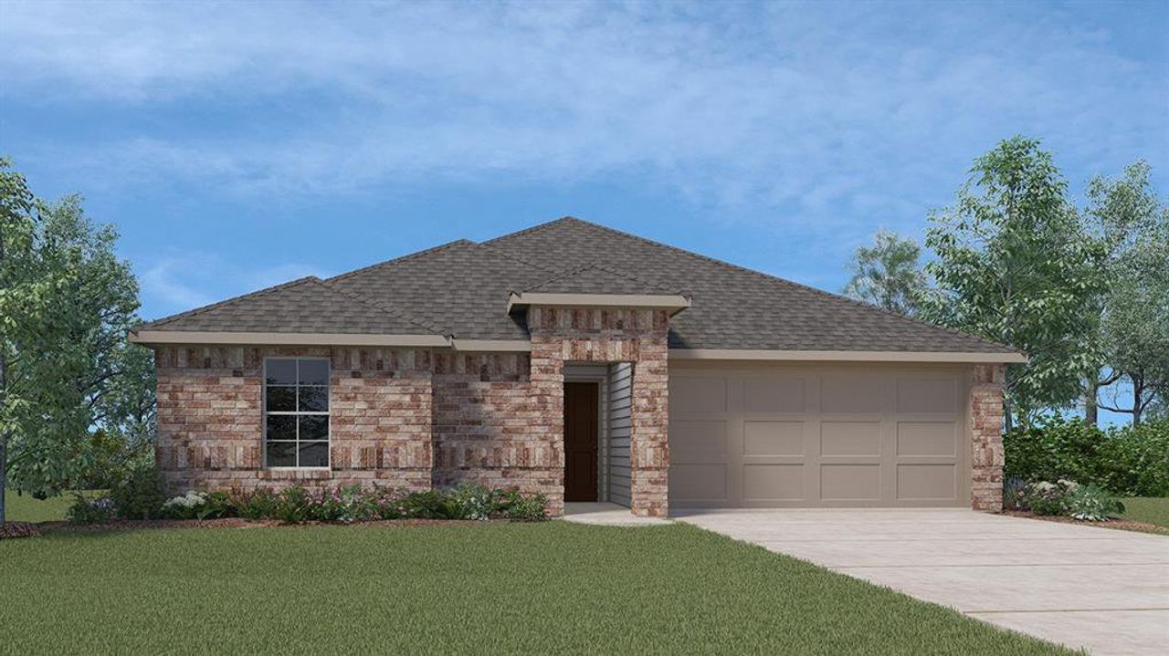 Front exterior of a new home in Stonewyck Farms, Ennis, TX, highlighting curb appeal (Image 2).