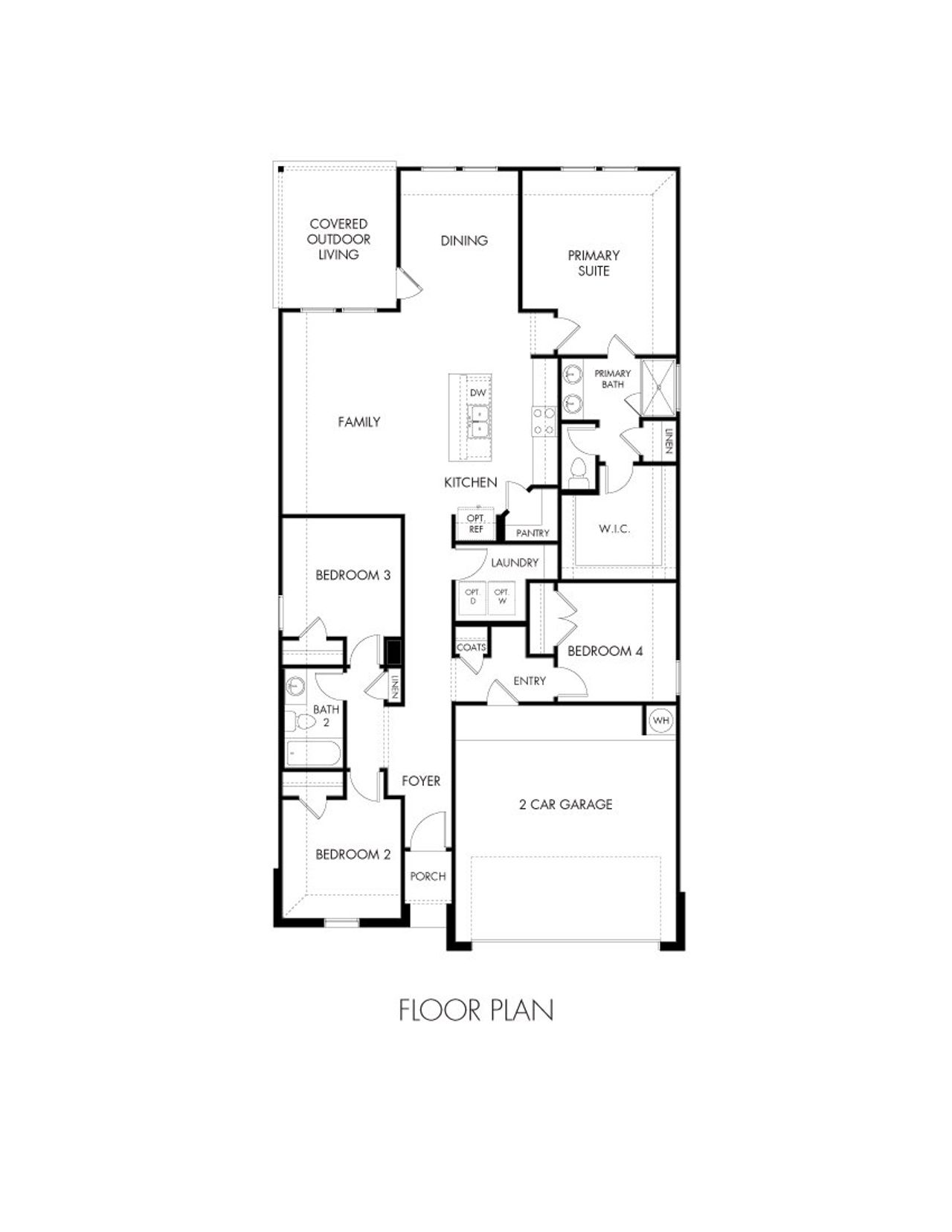 2D floor plan layout of this home in Prairie Winds - Reserve Collection, Hutto, TX (Image 2).