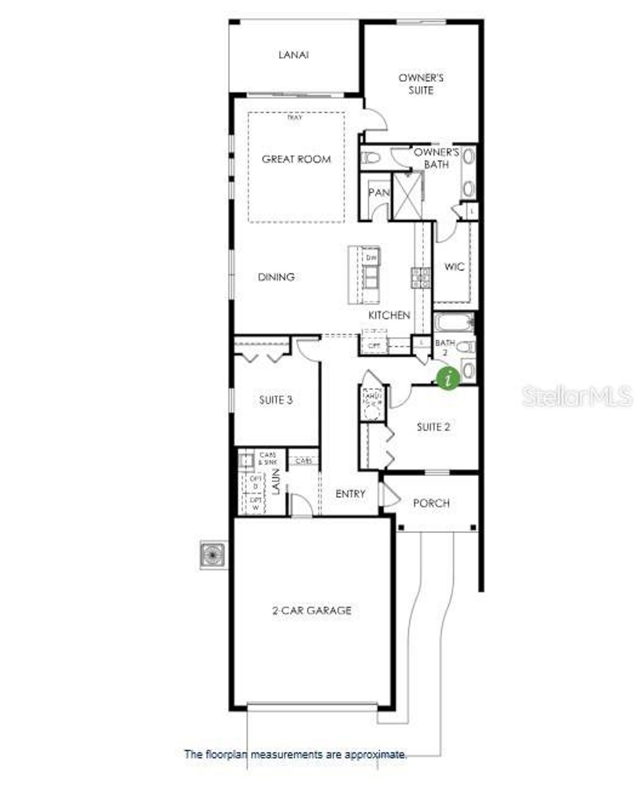 2D floor plan layout of this home in Shellstone at Waterside, Sarasota, FL (Image 2).