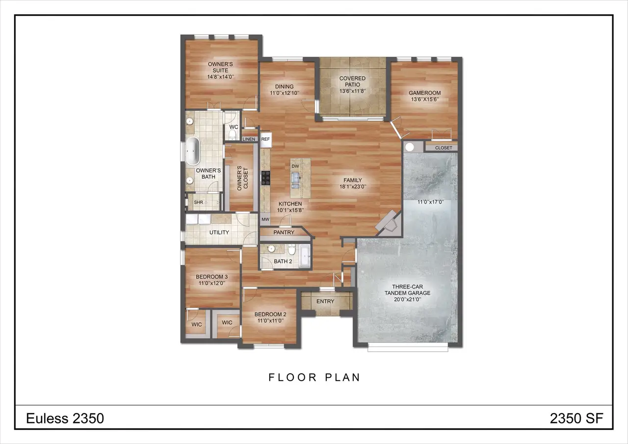 2D floor plan layout of this home in Coyote Crossing, Godley, TX (Image 2). 2D floor plan layout of this home in Coyote Crossing, Godley, TX (Image 2).