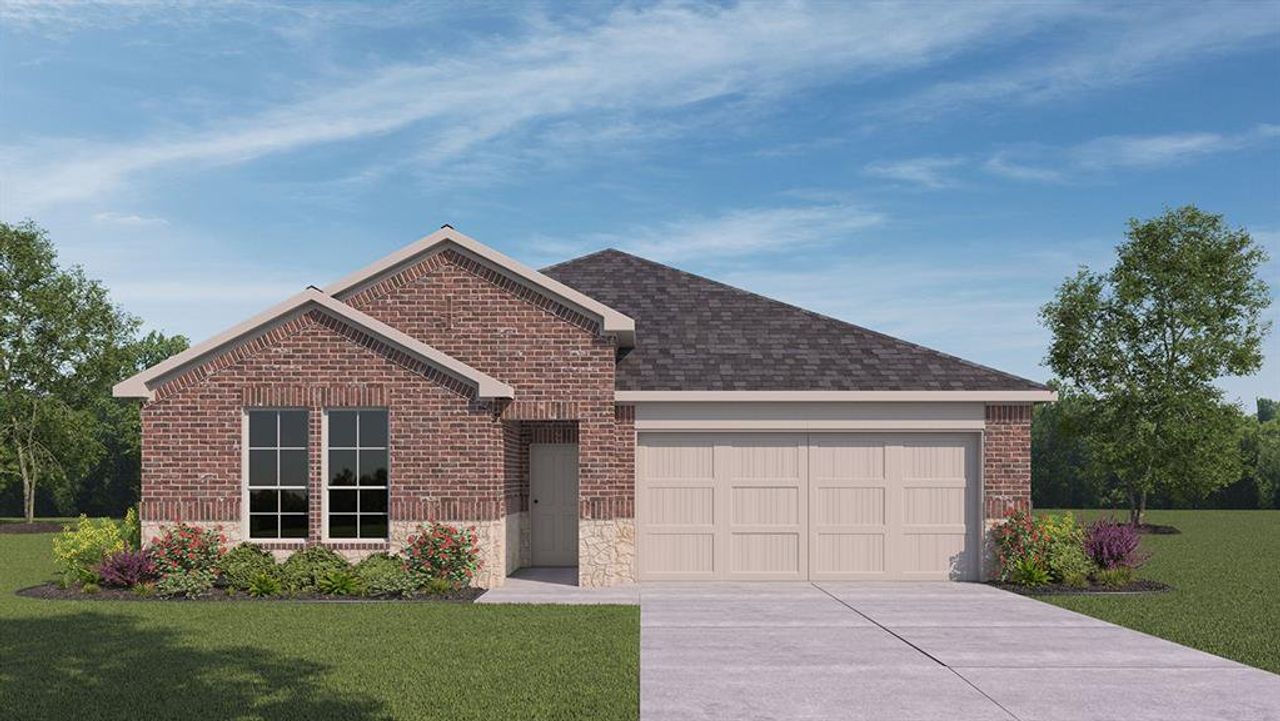 Front exterior of a new home in Lakewood Trails, Forney, TX, highlighting curb appeal (Image 2).