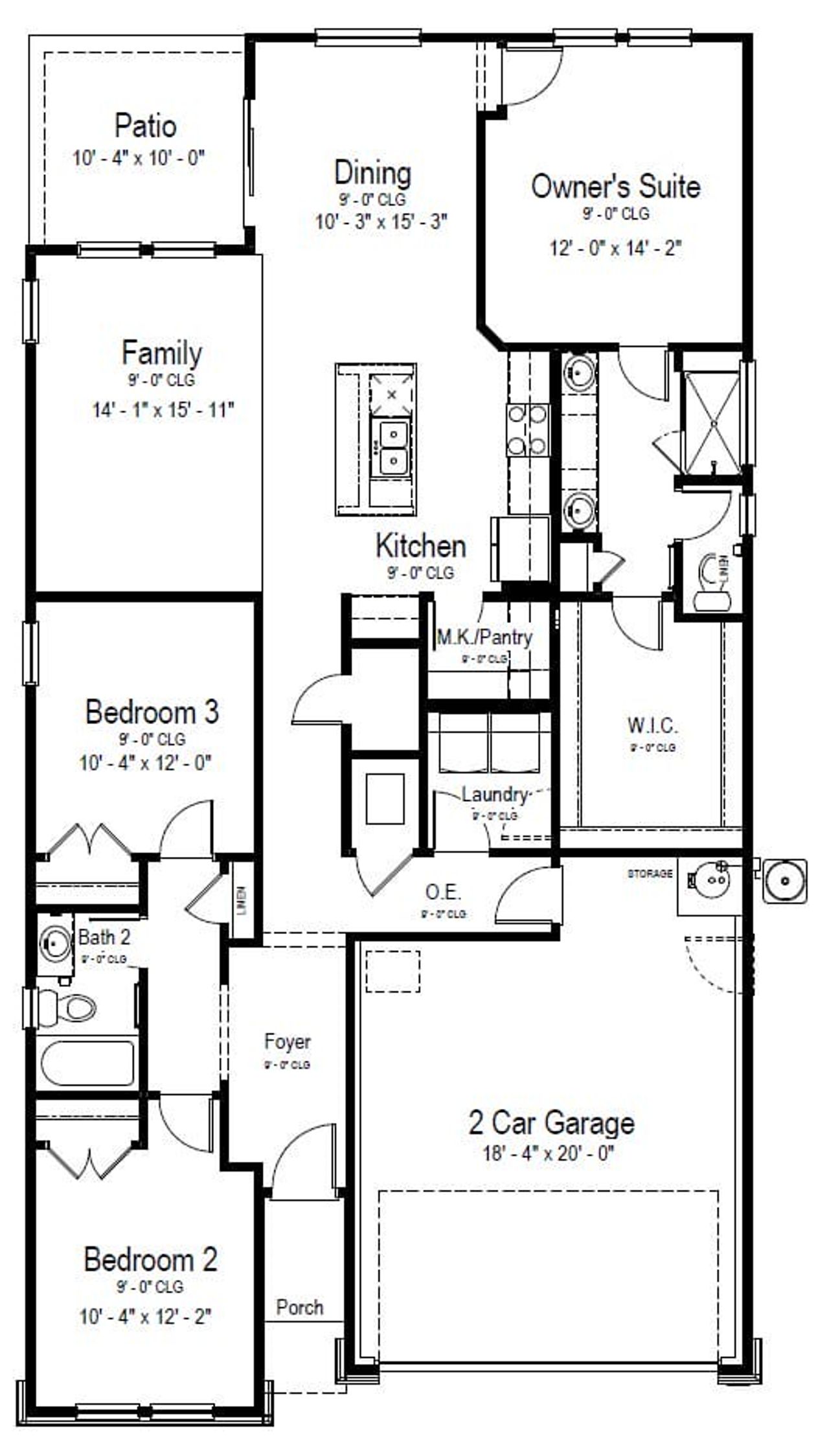 2D floor plan layout of this home in August Fields, New Braunfels, TX (Image 2).