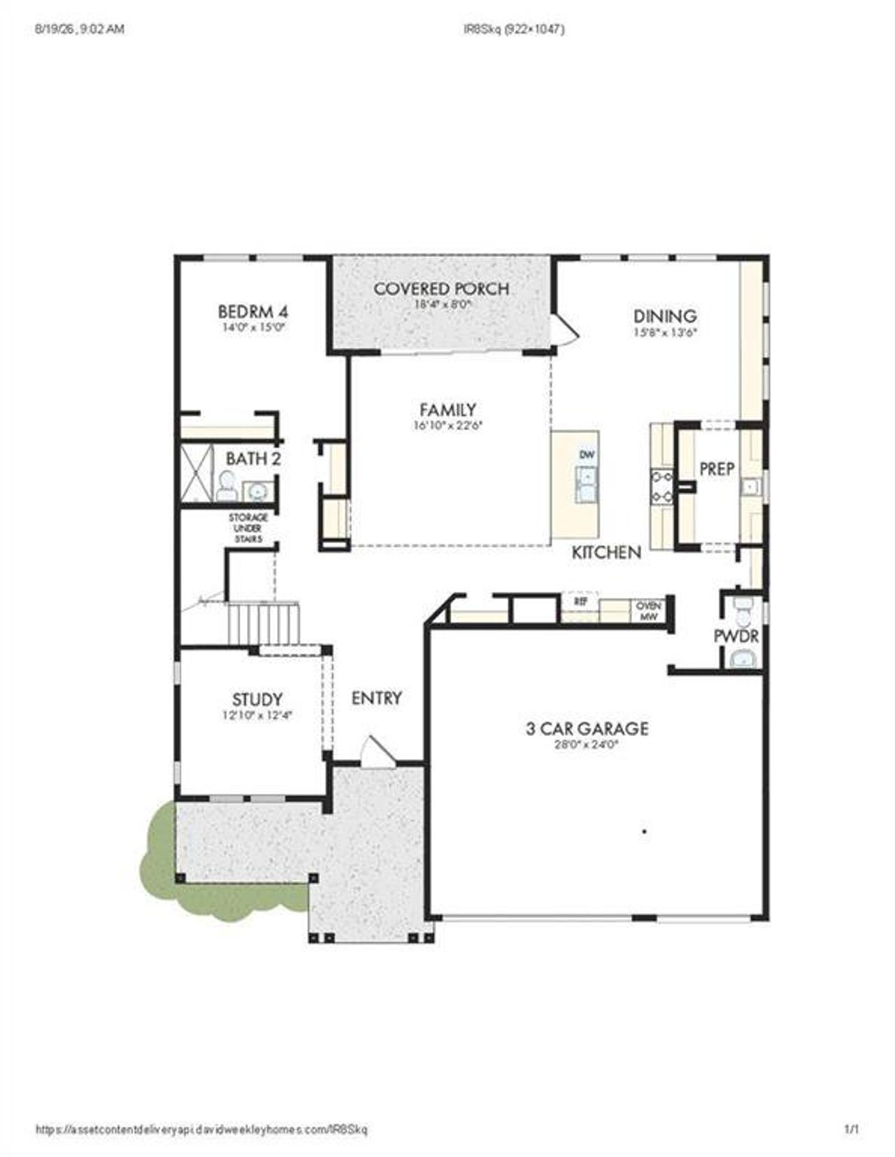 2D floor plan layout of this home in Havencroft, Woodstock, GA (Image 2).