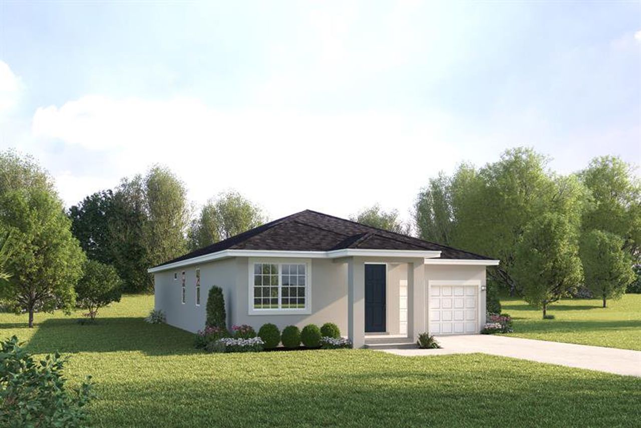 Representative exterior photo of a completed home built from the Harrison by Ryan Homes in The Palms at Venetian Bay, New Smyrna Beach, FL (Image 2).