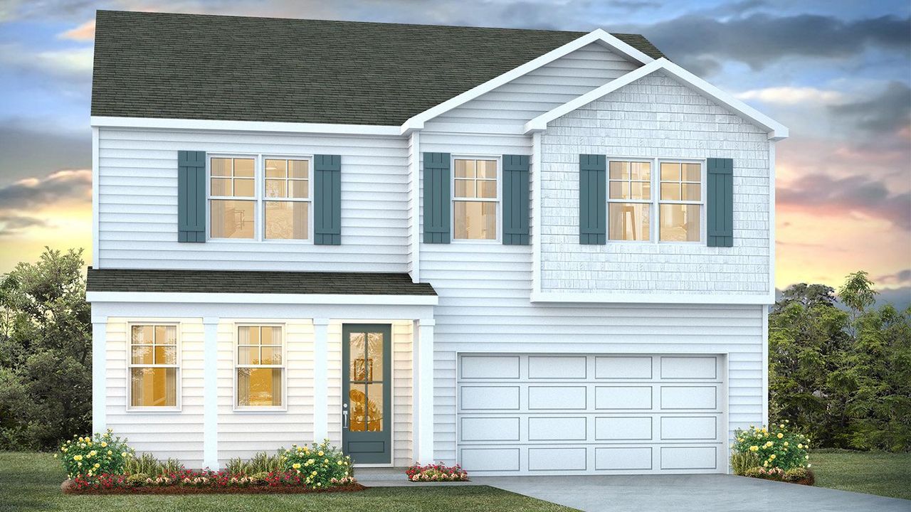 Representative exterior photo of a completed home built from the Hillside by D.R. Horton in The Lakes at North Glynn, Brunswick, GA (Image 2).
