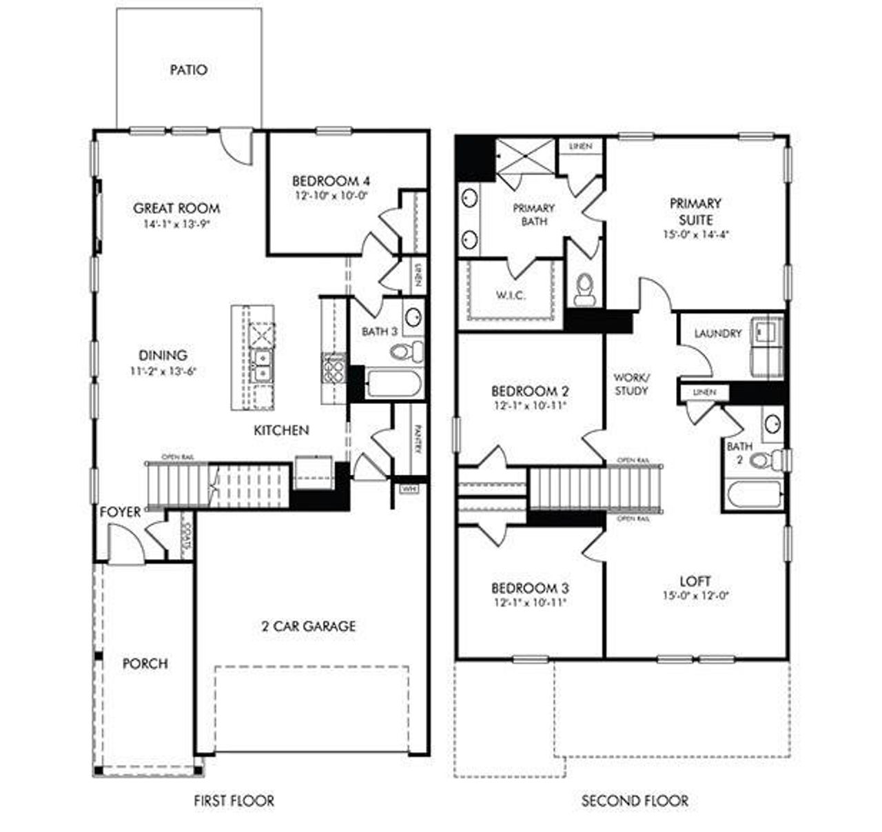 2D floor plan layout of this home in Hemingway - Reserve Series, Cumming, GA (Image 2).