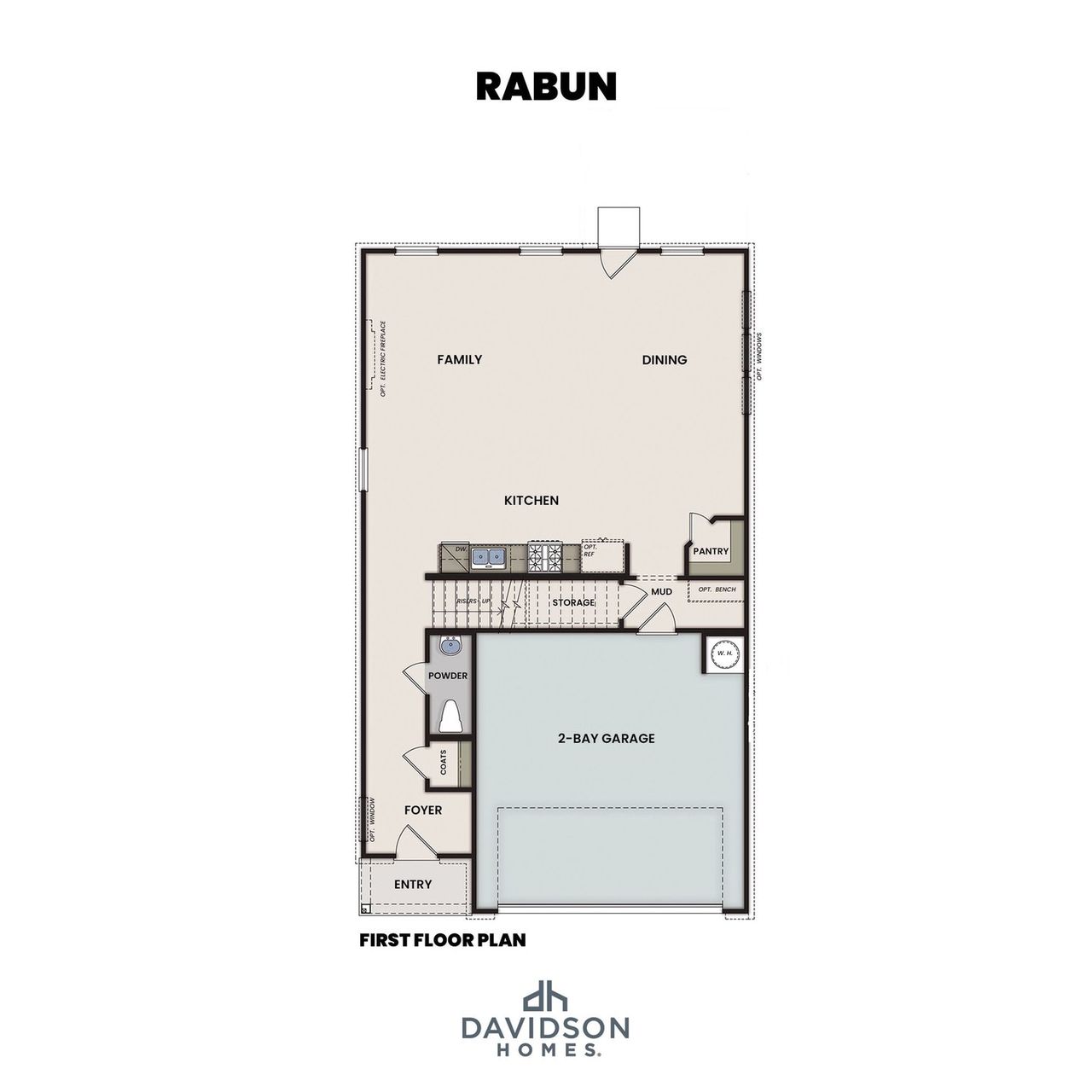 2D floor plan layout for the The Rabun B by Davidson Homes LLC in The Bluffs, Canton, GA (Image 2).