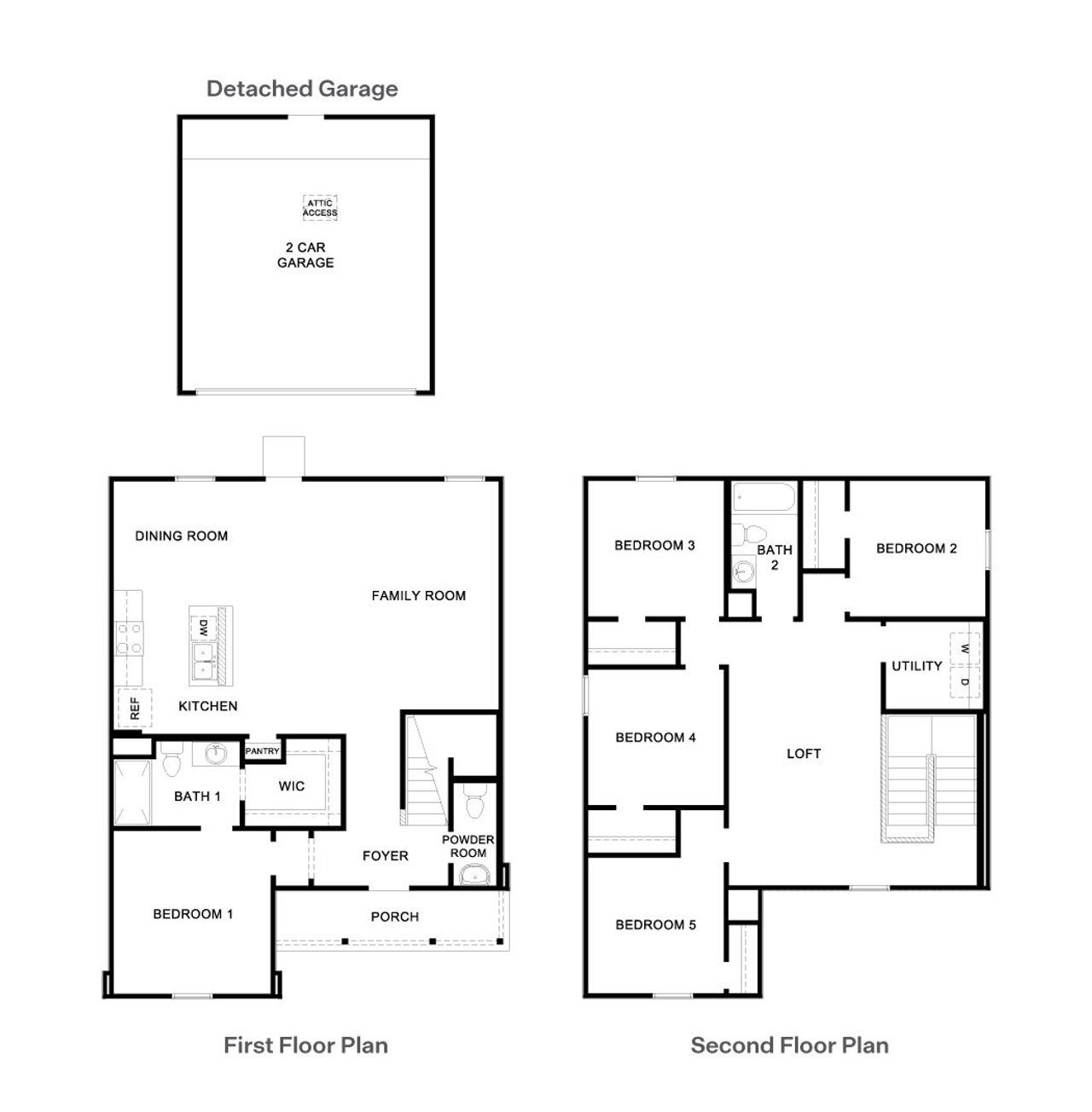 2D floor plan layout of this home in Prairie Lakes, Buda, TX (Image 2).