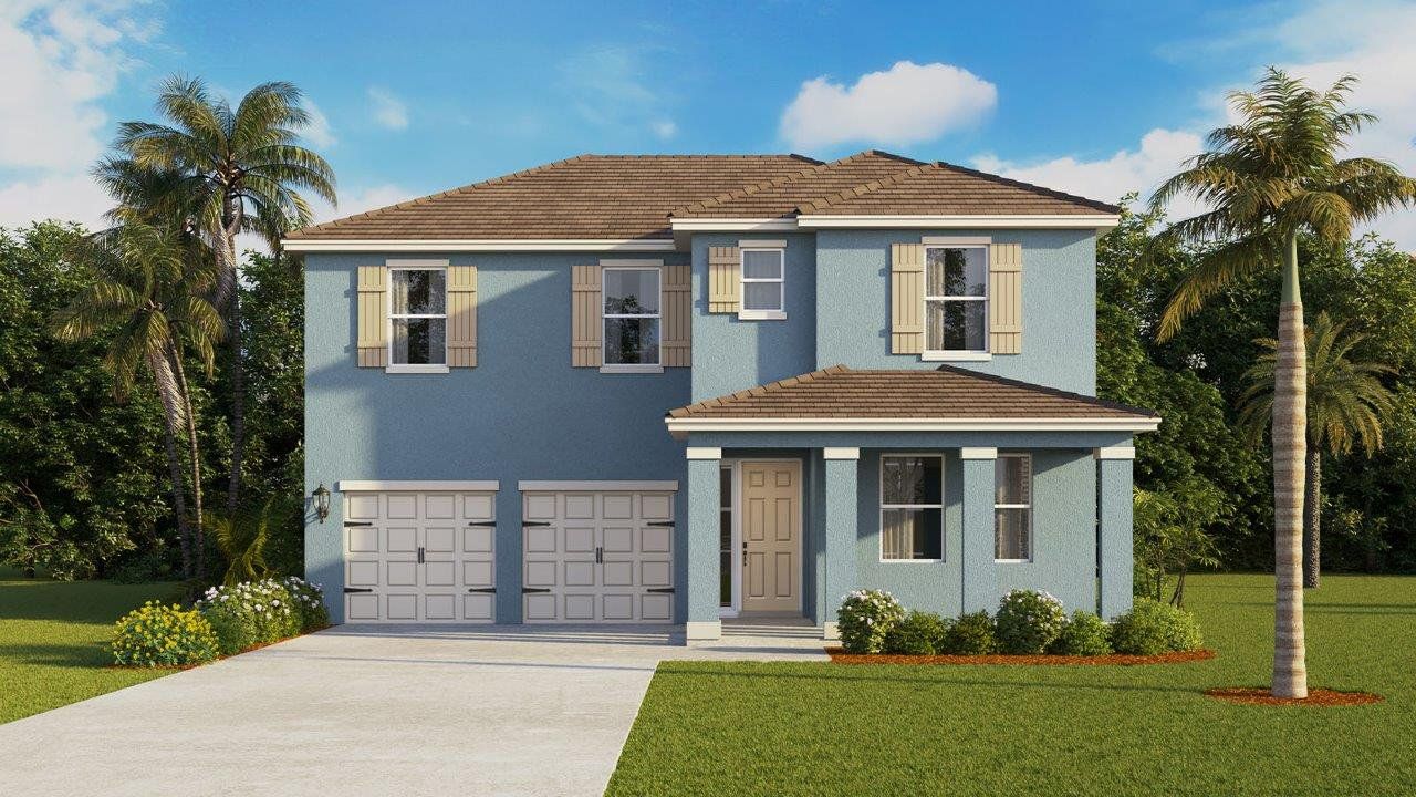 Front exterior of a new home in Hawthorne Ranch, Lakeland, FL, highlighting curb appeal (Image 2).