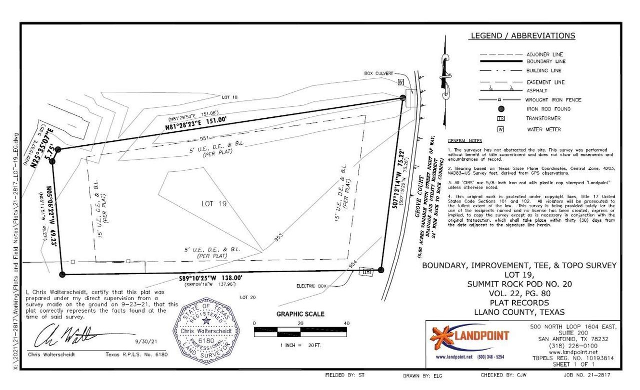 Boundary, Improvement, Tree, and Topo Survey. Providing a detailed survey of the property, including boundaries, improvements, and topographical features