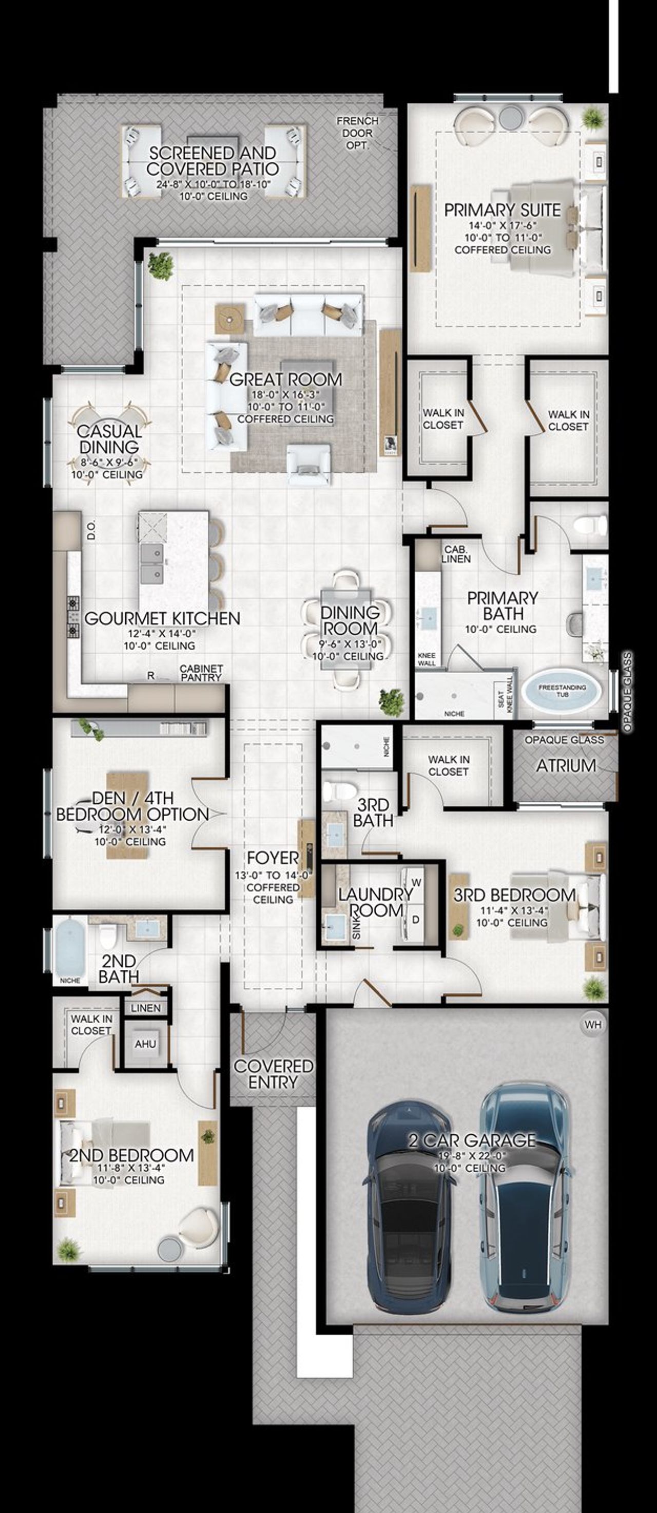 2D floor plan layout of this home in Valencia Del Mar, Boynton Beach, FL (Image 2).