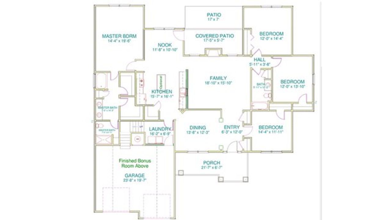 2D floor plan layout for the Kennedy by D.R. Horton in Arrowood Acres, Enoree, SC (Image 2).
