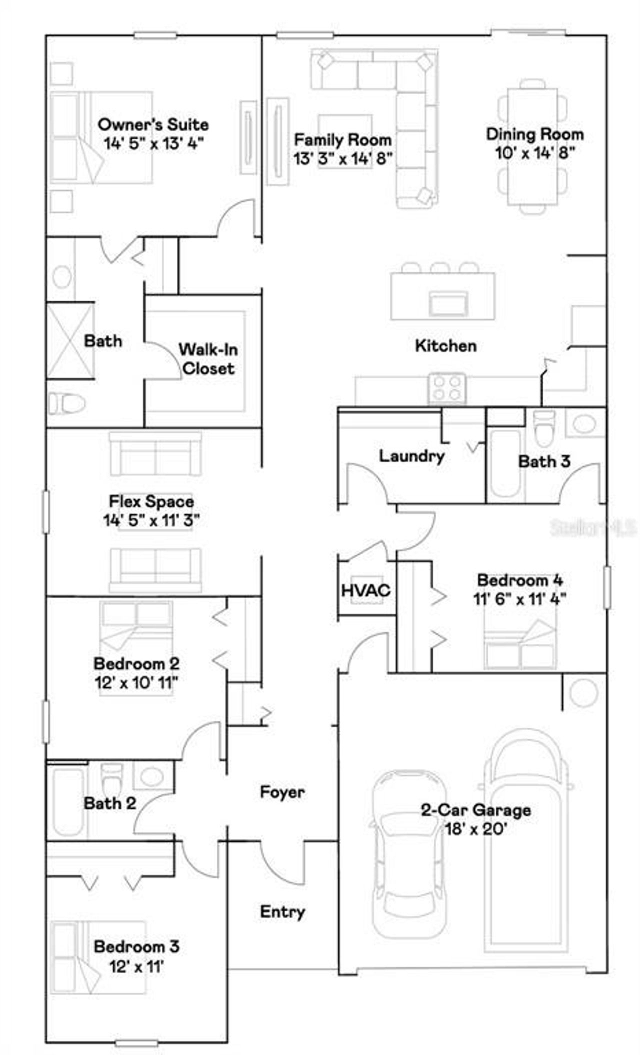 2D floor plan layout of this home in Heath Preserve, Ocala, FL (Image 2).