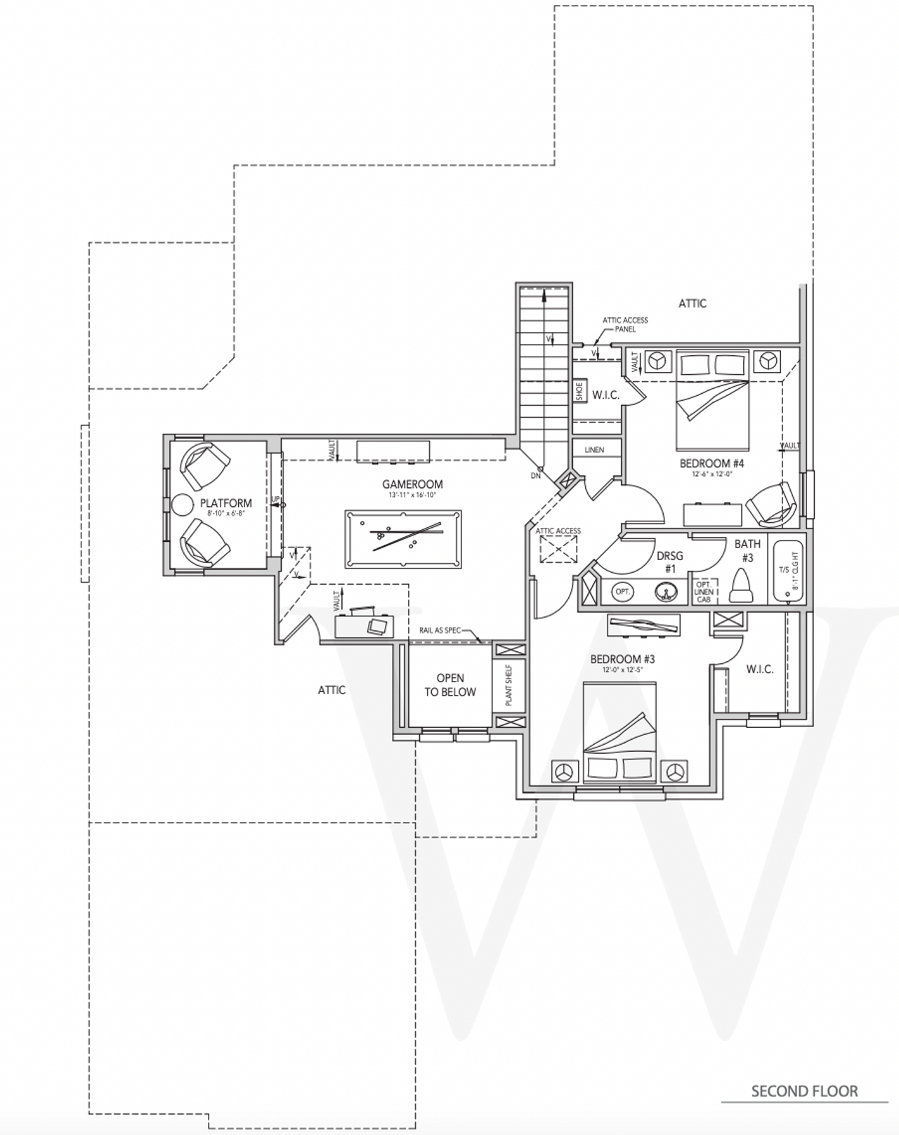 2D floor plan layout for the Davidson by Windmiller Custom Homes in Thomas Crossing, Burleson, TX (Image 2). 2D floor plan layout for the Davidson by Windmiller Custom Homes in Thomas Crossing, Burleson, TX (Image 2).