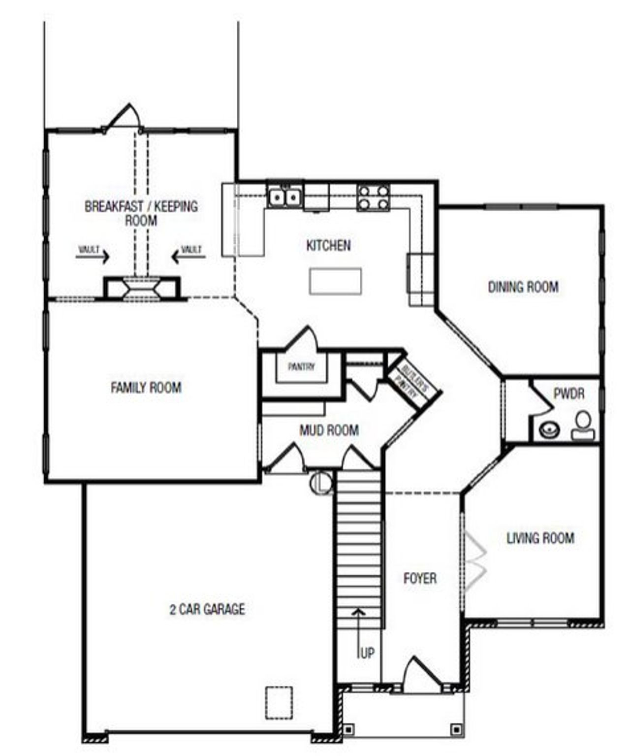 2D floor plan layout for the Stratford II by Archway Custom Homes in The Estates at Chestatee, Cumming, GA (Image 2).