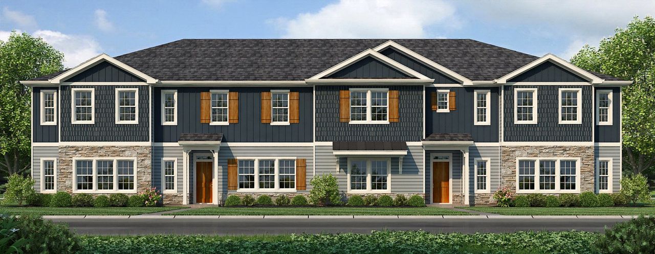 Representative exterior photo of a completed home built from the 1444 Townhome by Adams Homes in Pine Trace, Gastonia, NC (Image 2).