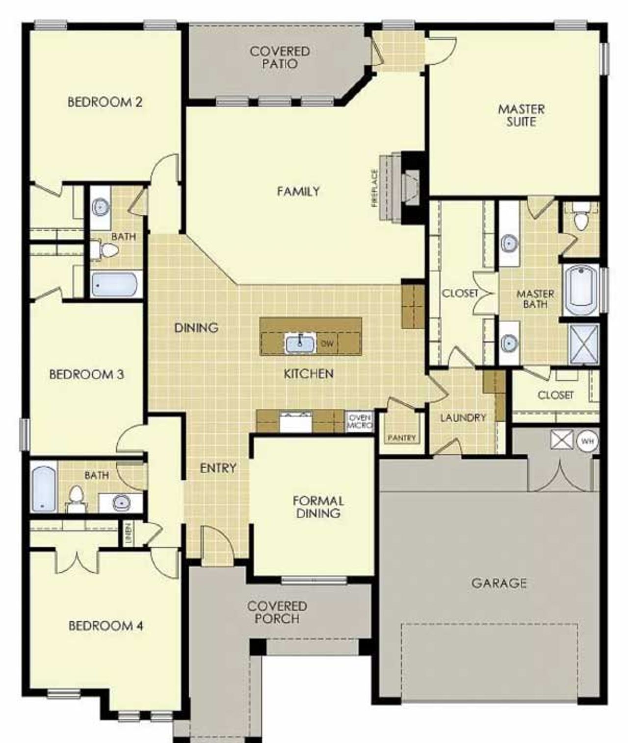 2D floor plan layout for the Oberlander by Wyldewood Homes in The Preserve At Country Ridge, Sherman, TX (Image 2). 2D floor plan layout for the Oberlander by Wyldewood Homes in The Preserve At Country Ridge, Sherman, TX (Image 2).