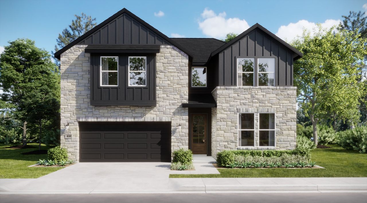 Representative exterior photo of a completed home built from the Solace by Risewell Homes in Lovers Landing, Forney, TX (Image 2).