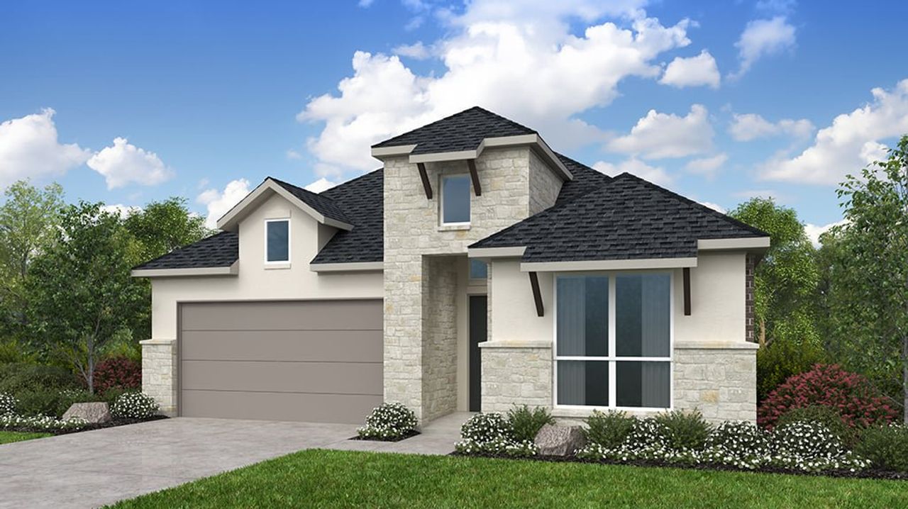Representative exterior photo of a completed home built from the Bennett by Taylor Morrison in Blue Creek Trails, Richmond, TX (Image 2). Representative exterior photo of a completed home built from the Bennett by Taylor Morrison in Blue Creek Trails, Richmond, TX (Image 2).