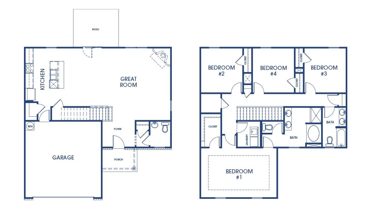 2D floor plan layout of this home in Poplar Preserve, Newnan, GA (Image 2).