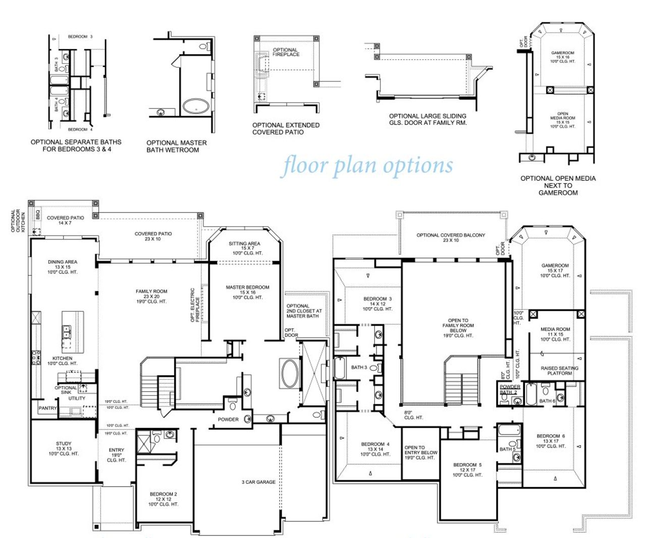 2D floor plan layout for the Warwick 5066.3 by J. Patrick Homes in Jubilee 80′ Lots, Hockley, TX (Image 2).