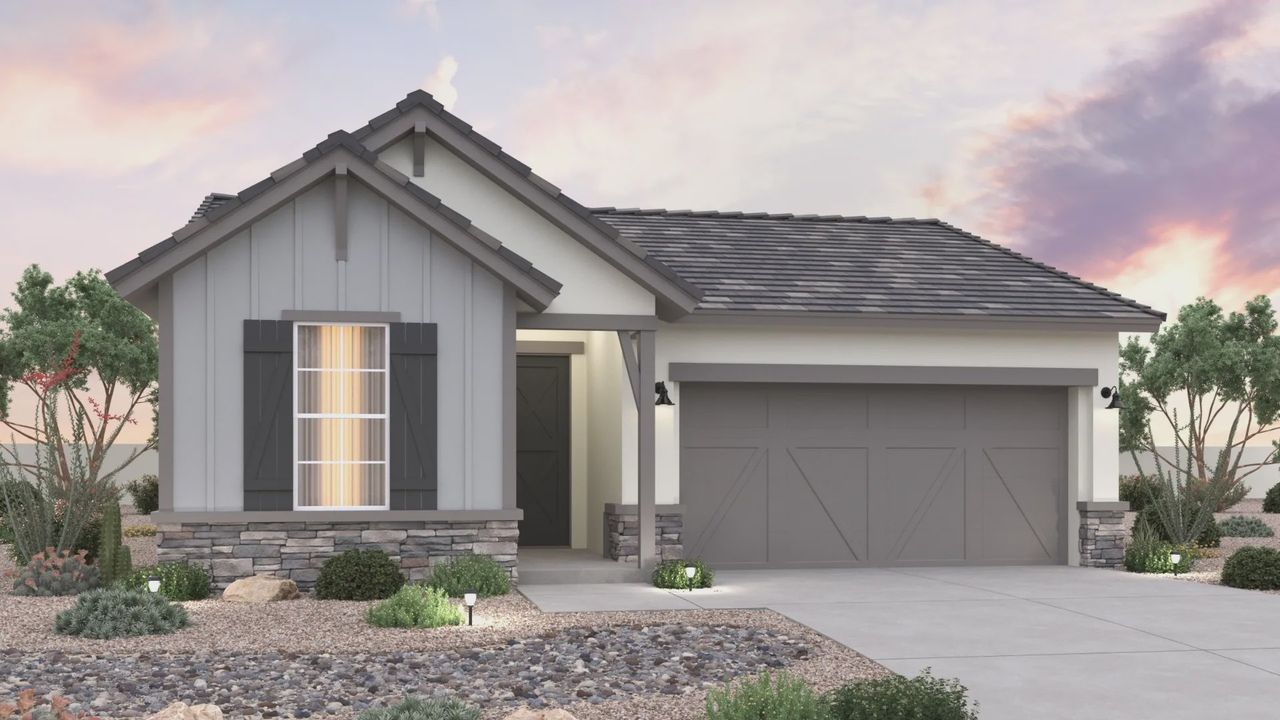 Front exterior of a new home in Teravalis, Buckeye, AZ, highlighting curb appeal (Image 2).