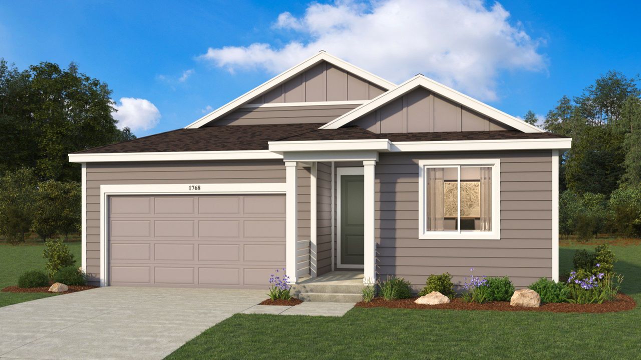 Representative exterior photo of a completed home built from the Belmont by DRB Homes in Trevenna, Windsor, CO (Image 2).