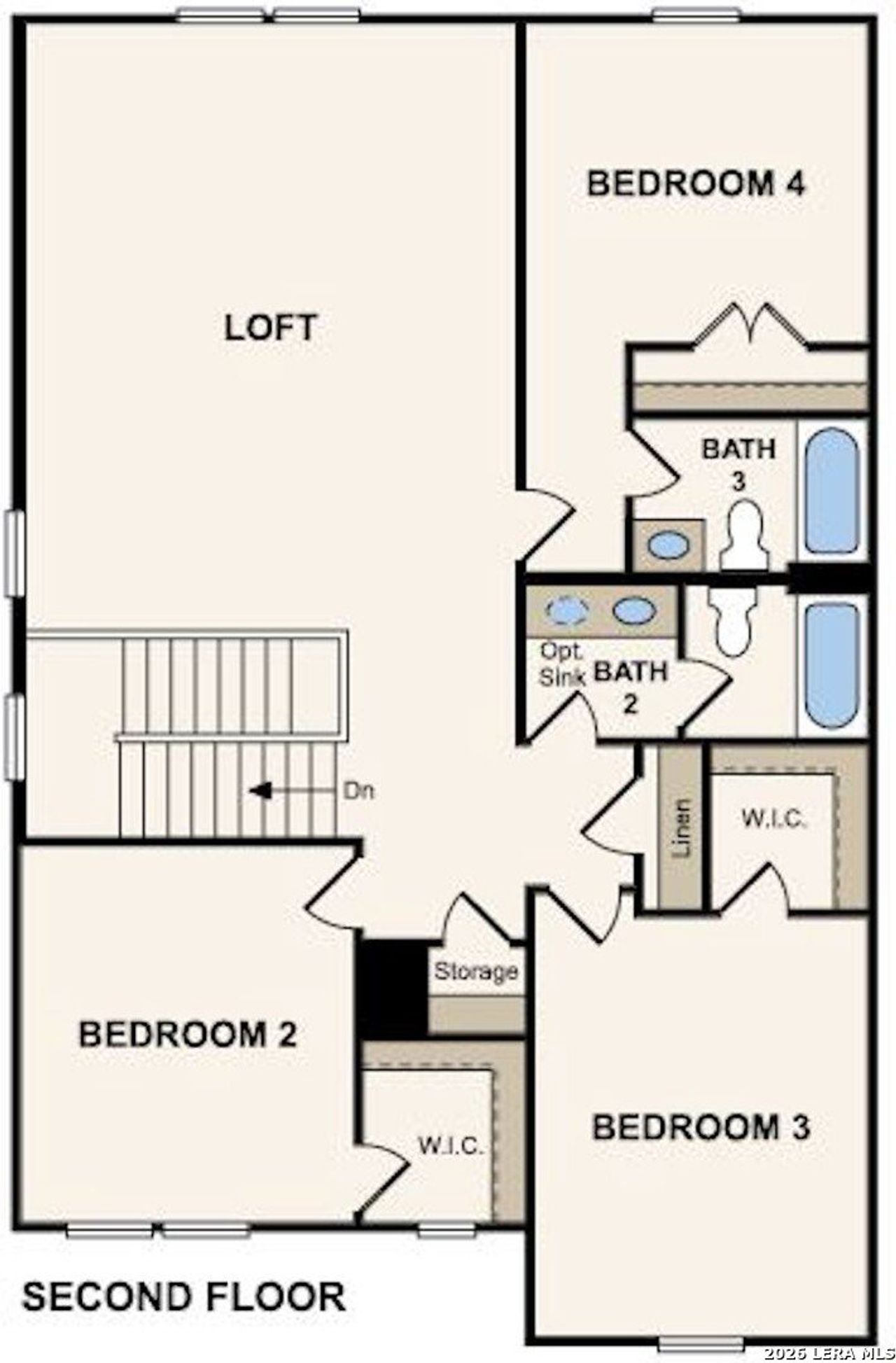 2D floor plan layout of this home in Homestead, Schertz, TX (Image 2).