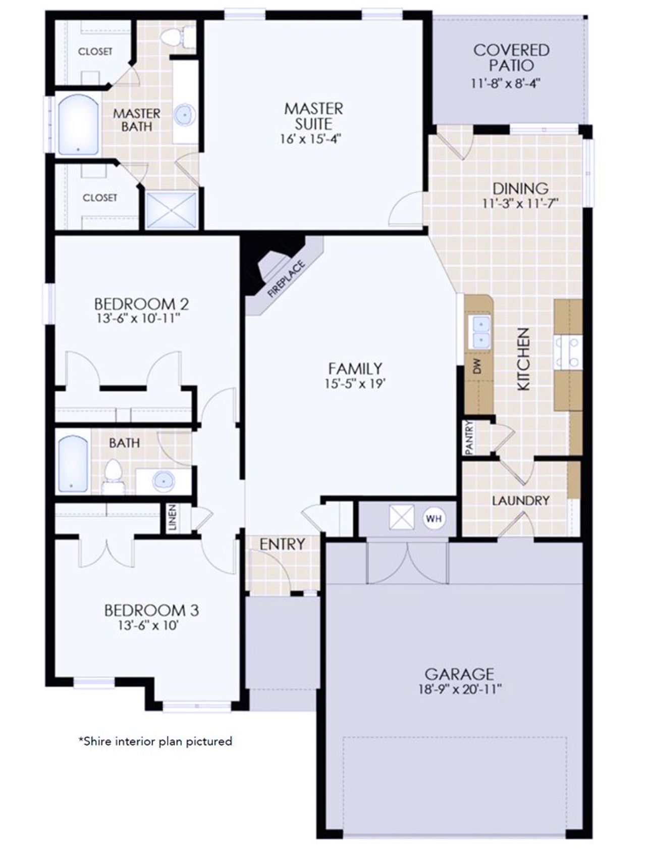 2D floor plan layout for the The Shire by Wyldewood Homes in Washington Meadows, Sherman, TX (Image 2).