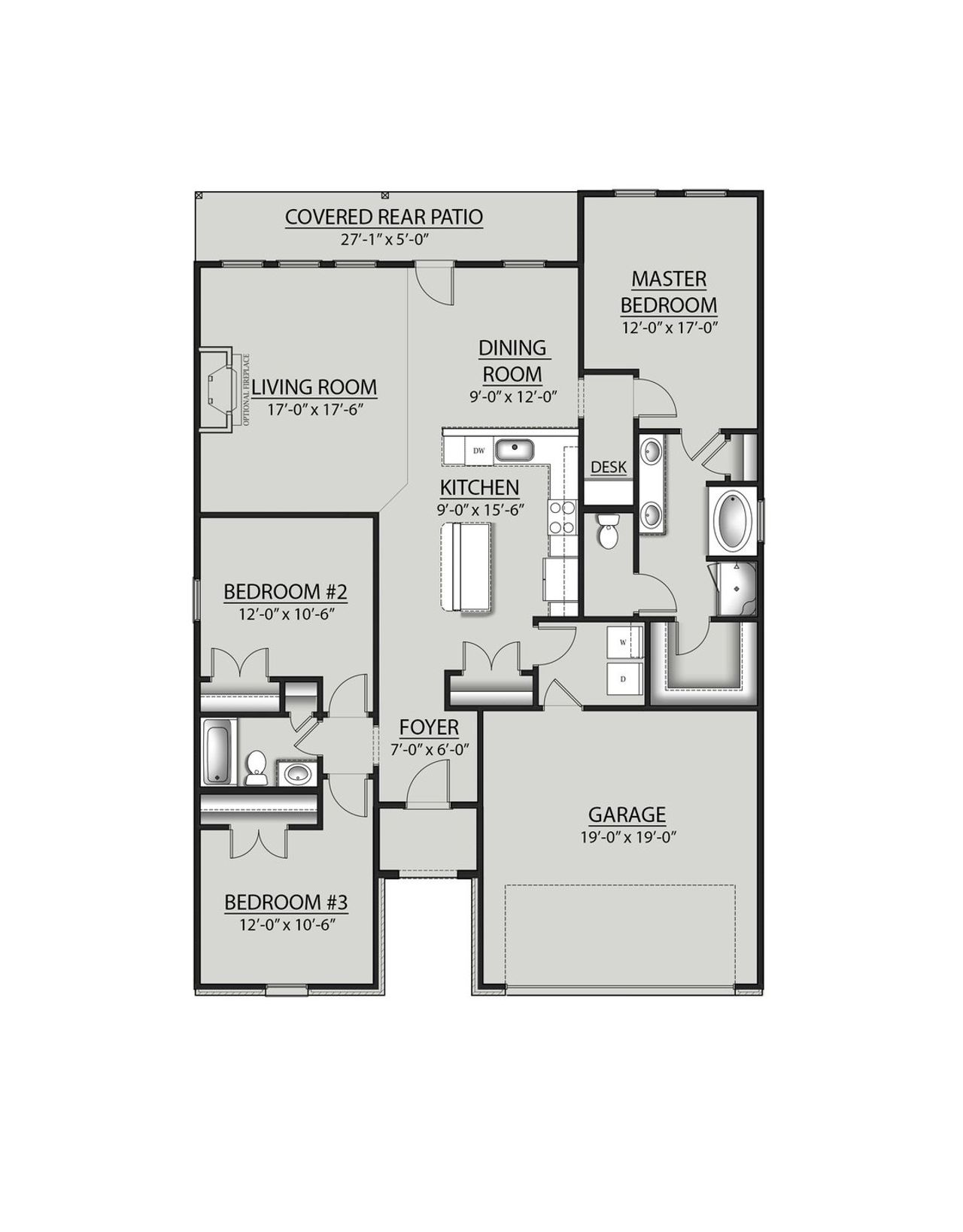 2D floor plan layout for the Liberty V H by DSLD Homes in Eagle Pointe, Pensacola, FL (Image 2). 2D floor plan layout for the Liberty V H by DSLD Homes in Eagle Pointe, Pensacola, FL (Image 2).