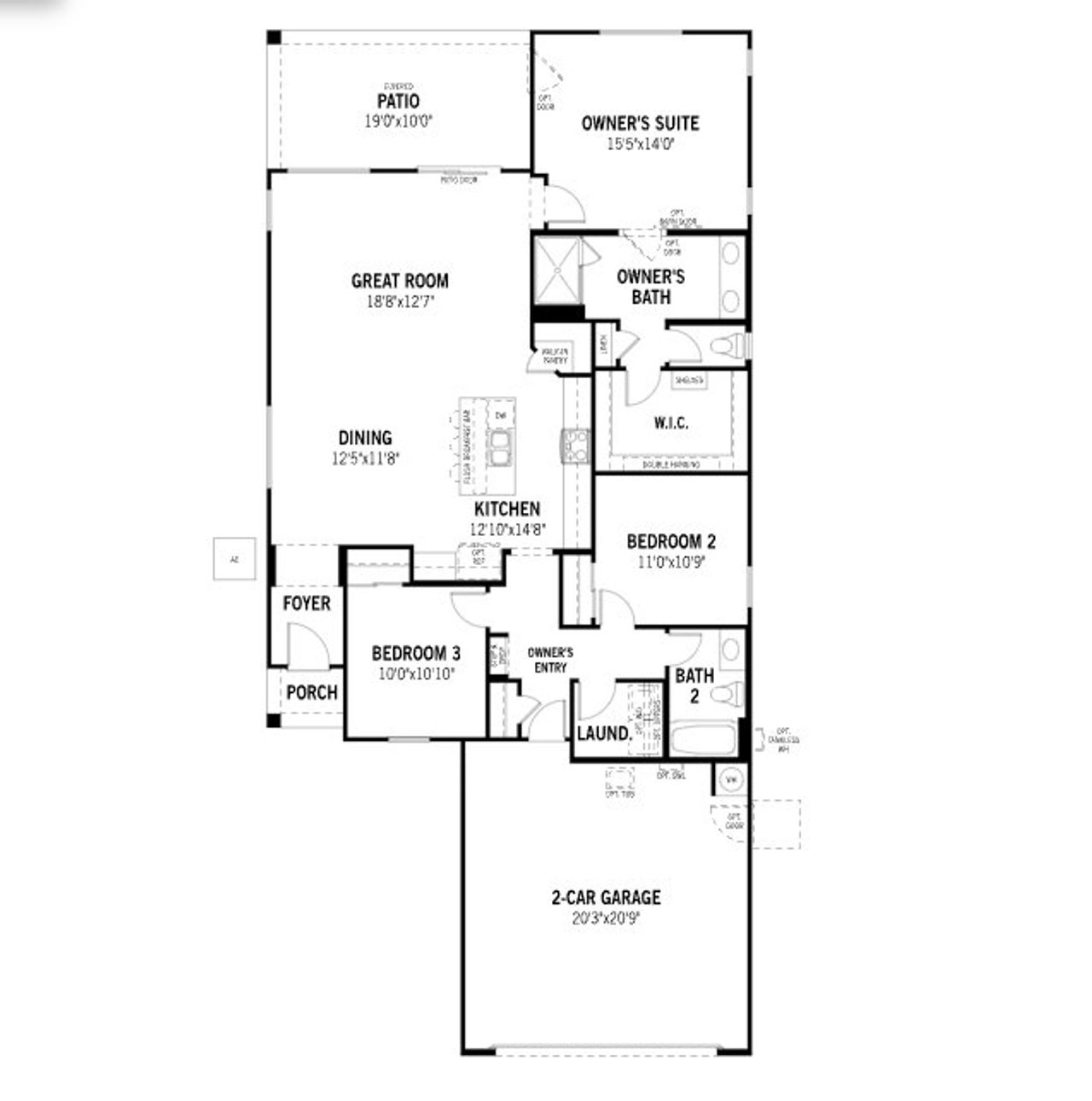 2D floor plan layout of this home in Tyler Ranch, Buckeye, AZ (Image 2).