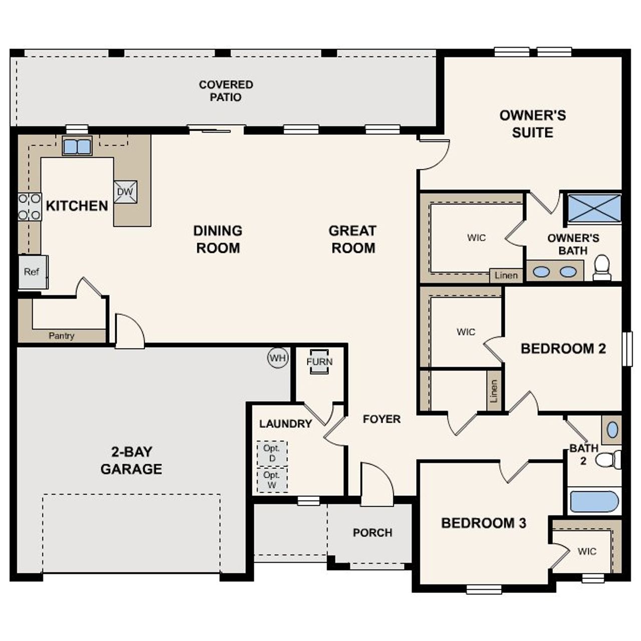 2D floor plan layout for the Edinburg by Century Complete in Whispering Oaks, Spring Hill, FL (Image 2).